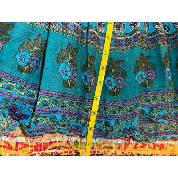 NWOT TURQUOISE SLEEVELESS BLOCK PRINT HIPPIE BOHO MAXI DRESS COTTON GAUZE - Picture 5 of 11